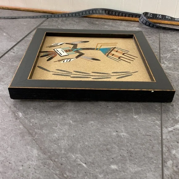 Navajo Sand Painting Native American Art Picture Cultural Spiritual 9.5” X 9.5” - Picture 6 of 9